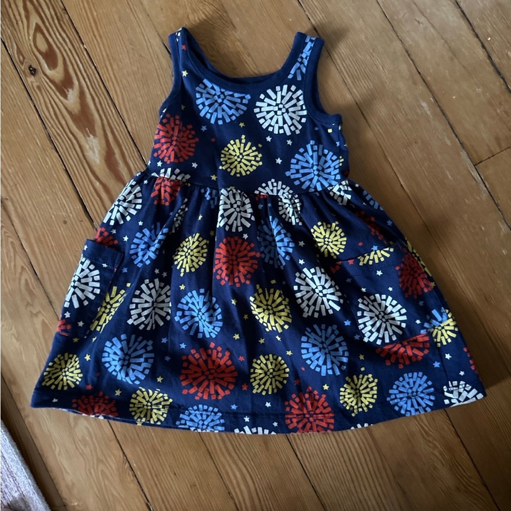 Hanna Andersson Navy Blue Firework Pattern Dress Fourth of July